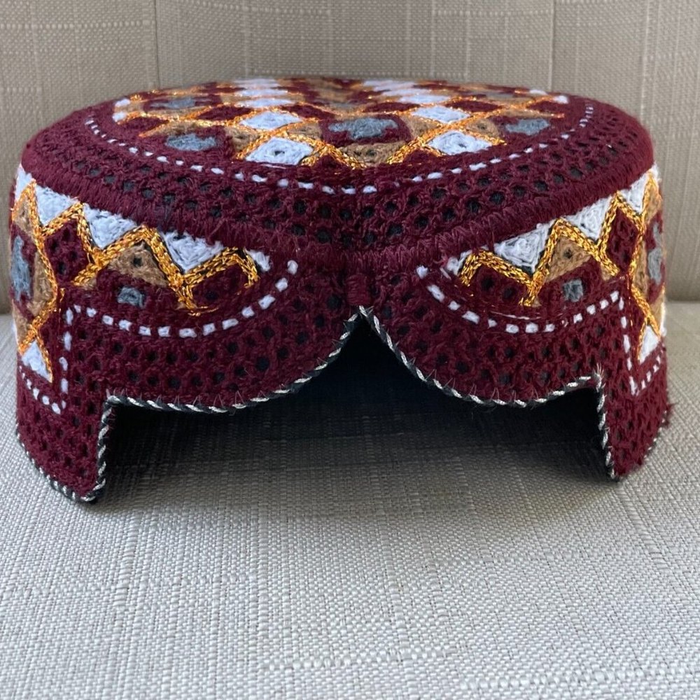 Handmade Men Hat Embroidery Cultural Round Cap Sindhi Hat New - Picture 2 of 10
